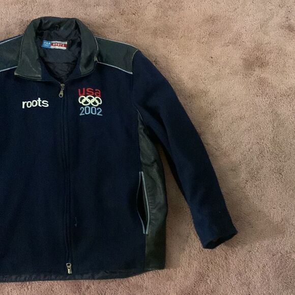 Vintage USA 2002 Roots Olympic Leather Wool Jacket - Picture 6 of 9